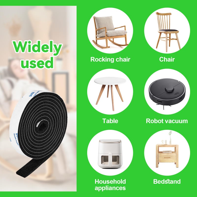 PremiFix Felt Strips with Adhesive Backing  Felt Tape with Adhesive Backing  Felt Furniture Strips 2 Pack Roll 1/2x 60 Inches Black  Felt Strips for Furniture - Image 5